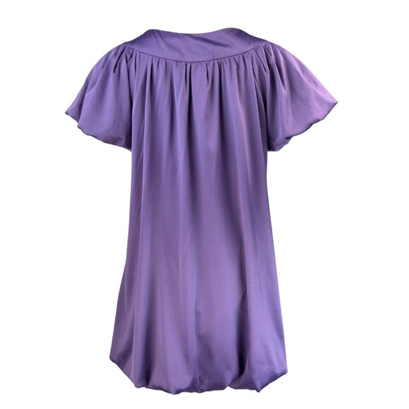 Chloe Purple Satin Balloon Hem Dress - Picture 2 of 2